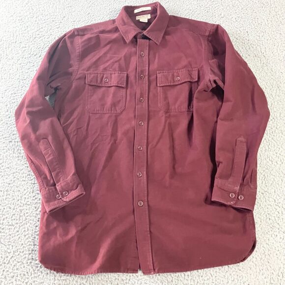LL Bean Shirt Mens Large‎ Tall Red Chamois Flannel Heavy Weight Pockets Outdoors - Picture 1 of 5